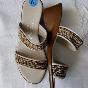 Strappy beaded wedge open toe sandals